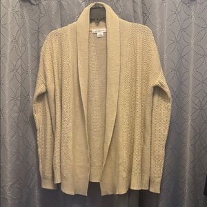 LIZ CLAIBORNE Light Tan with Sparkles Open-Front Cardigan